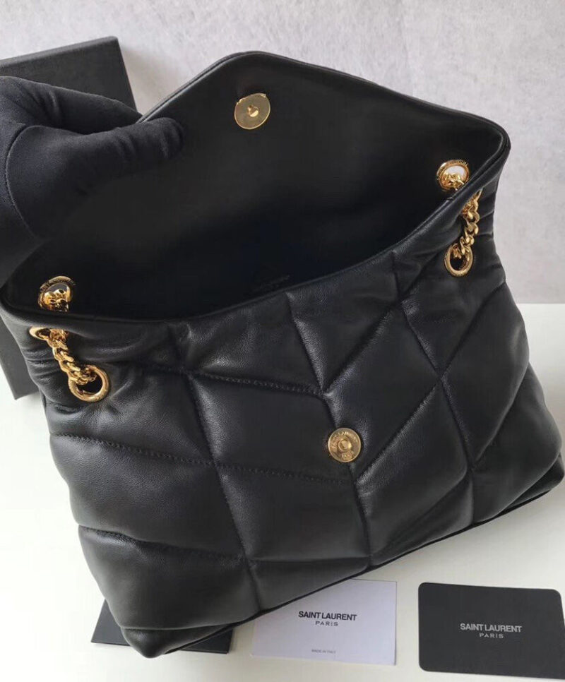 Saint Laurent Loulou Puffer Small Bag In Quilted Lambskin Black